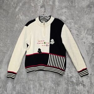 Ping Golf Quarter Zip Sweater Womens L 100 White Black Colorblock‎ Embroidered